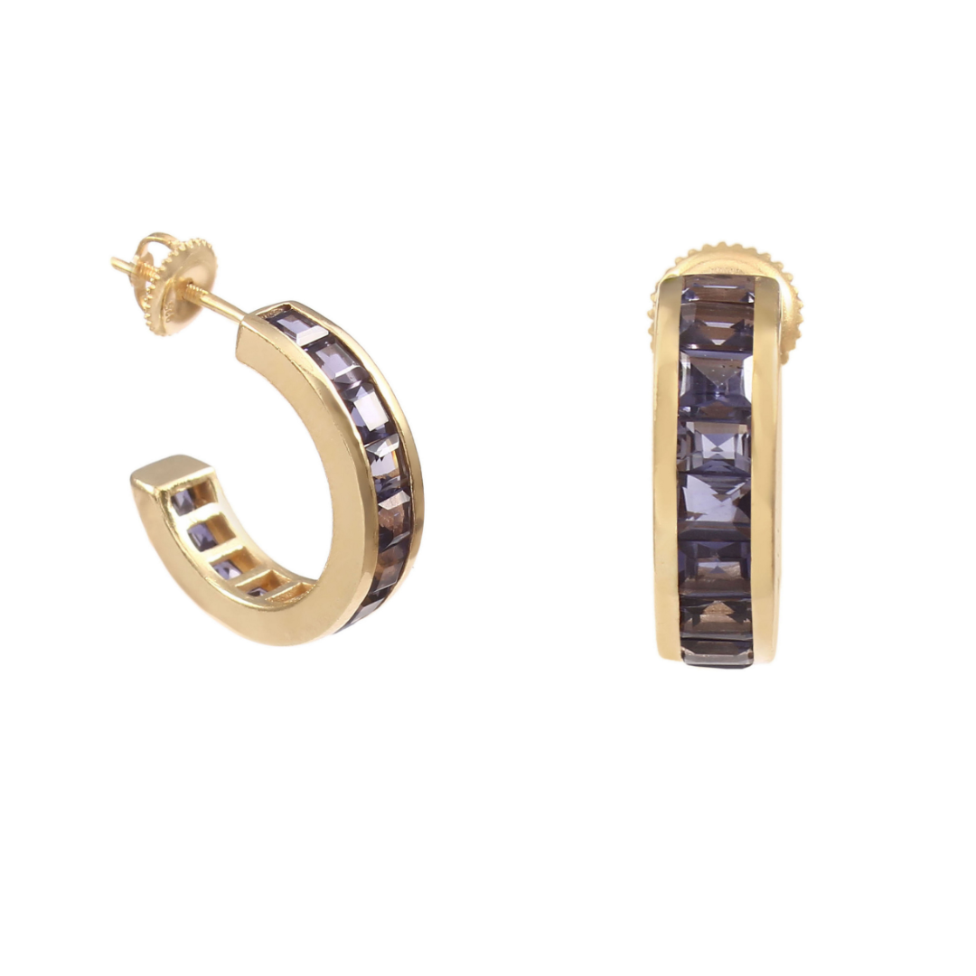 Deco Iolite Hoops Large