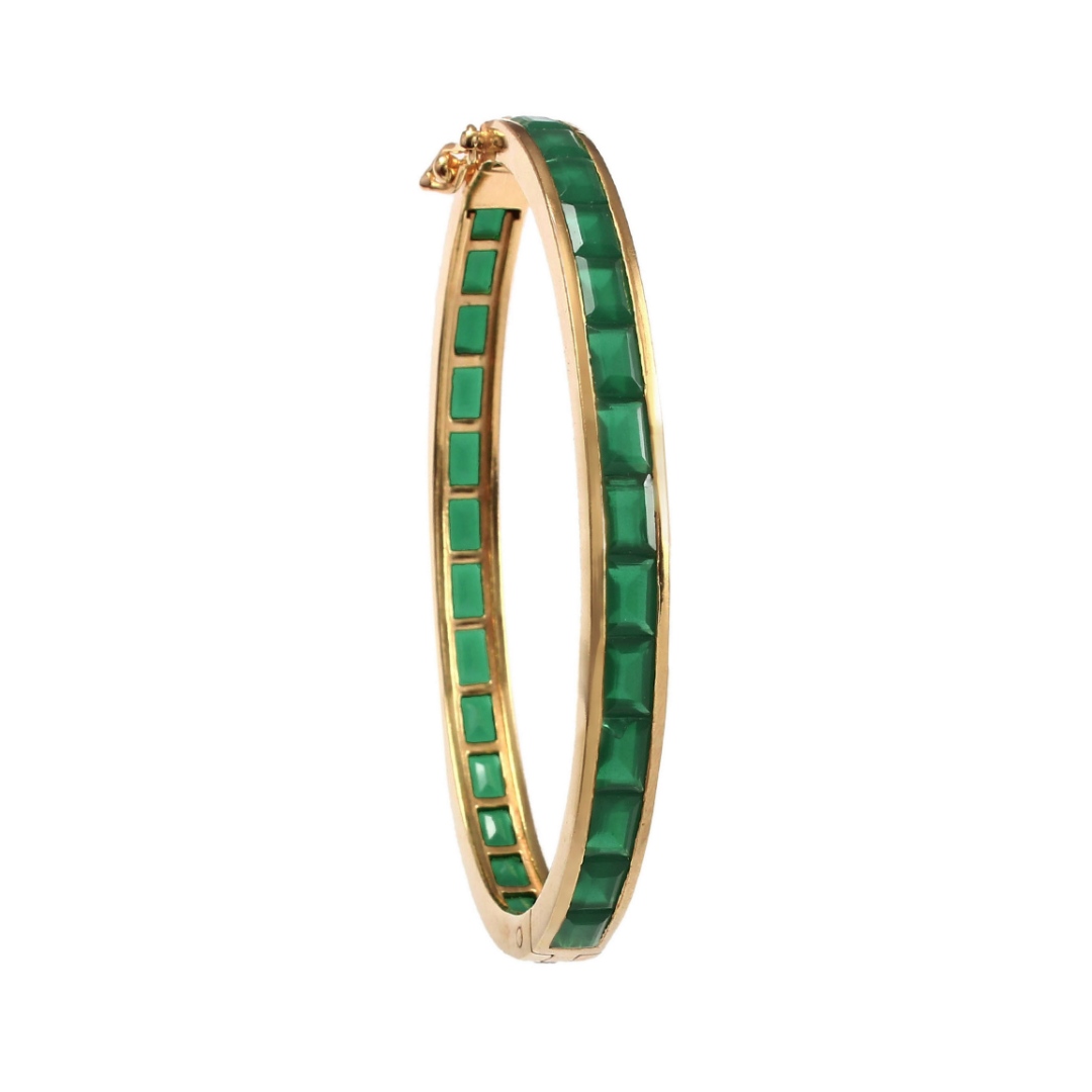 Deco Green Onyx Quartz Bangle