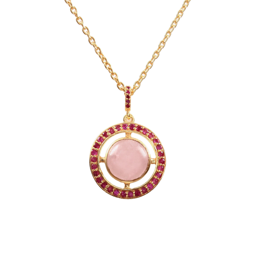 The Fire Pendant | Morganite & Ruby