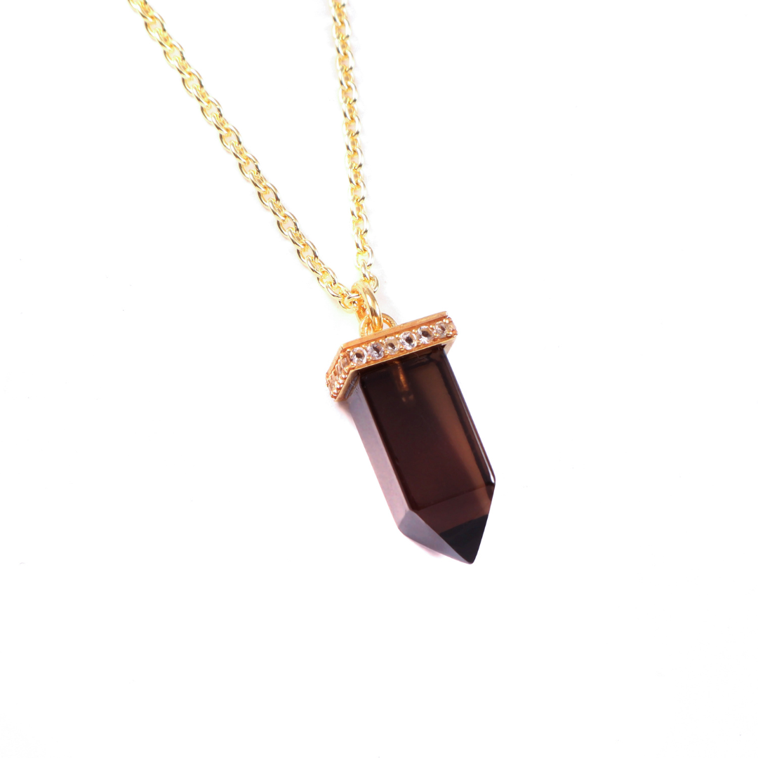 Power Point Pendant  | Smokey Quartz & Crystal
